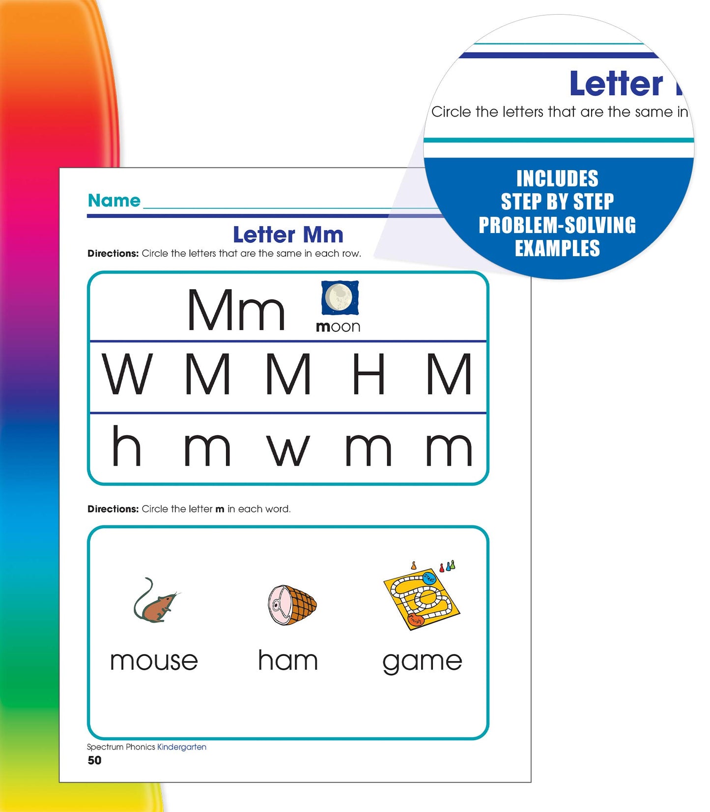 Spectrum Kindergarten Phonics Workbook, Activity Book Ages 4-6 Covering Alphabet Letter Recognition, Vowels, Sight Words, and More, Language Arts Classroom or Homeschool Curriculum