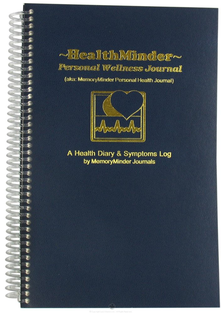 HEALTHMINDER Personal Wellness Journal. Health & Wellness Diary,Medical notebook,Symptoms Log. Track health, weight, medications, vitamins, blood pressure, sugar levels, overhealth and wellness.