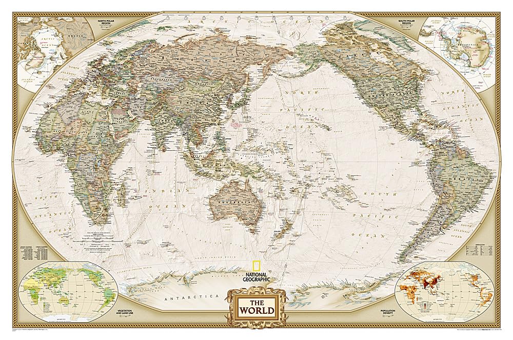 National Geographic World, Pacific Centered Wall Map - Executive (46 x 30.5 in) (National Geographic Reference Map)