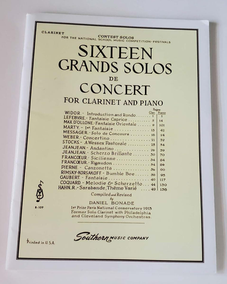 Sixteen Grands Solos de Concert for Clarinet and Piano