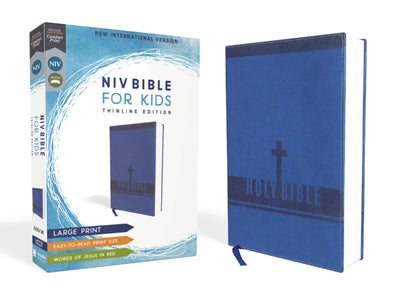 NIV Bible for Kids Large Print Leathersoft Blue Red Letter