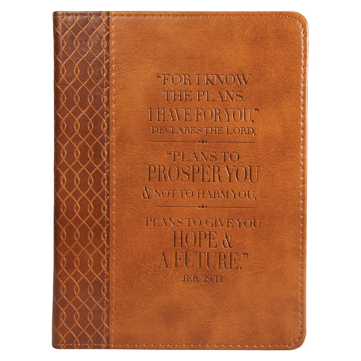 Christian Art Gifts Classic Handy-sized Journal Hope & a Future Jer. 29:11 Bible Verse Inspirational Scripture Notebook w/Ribbon 240 Ruled Pages, 5.7" x 7", Brown