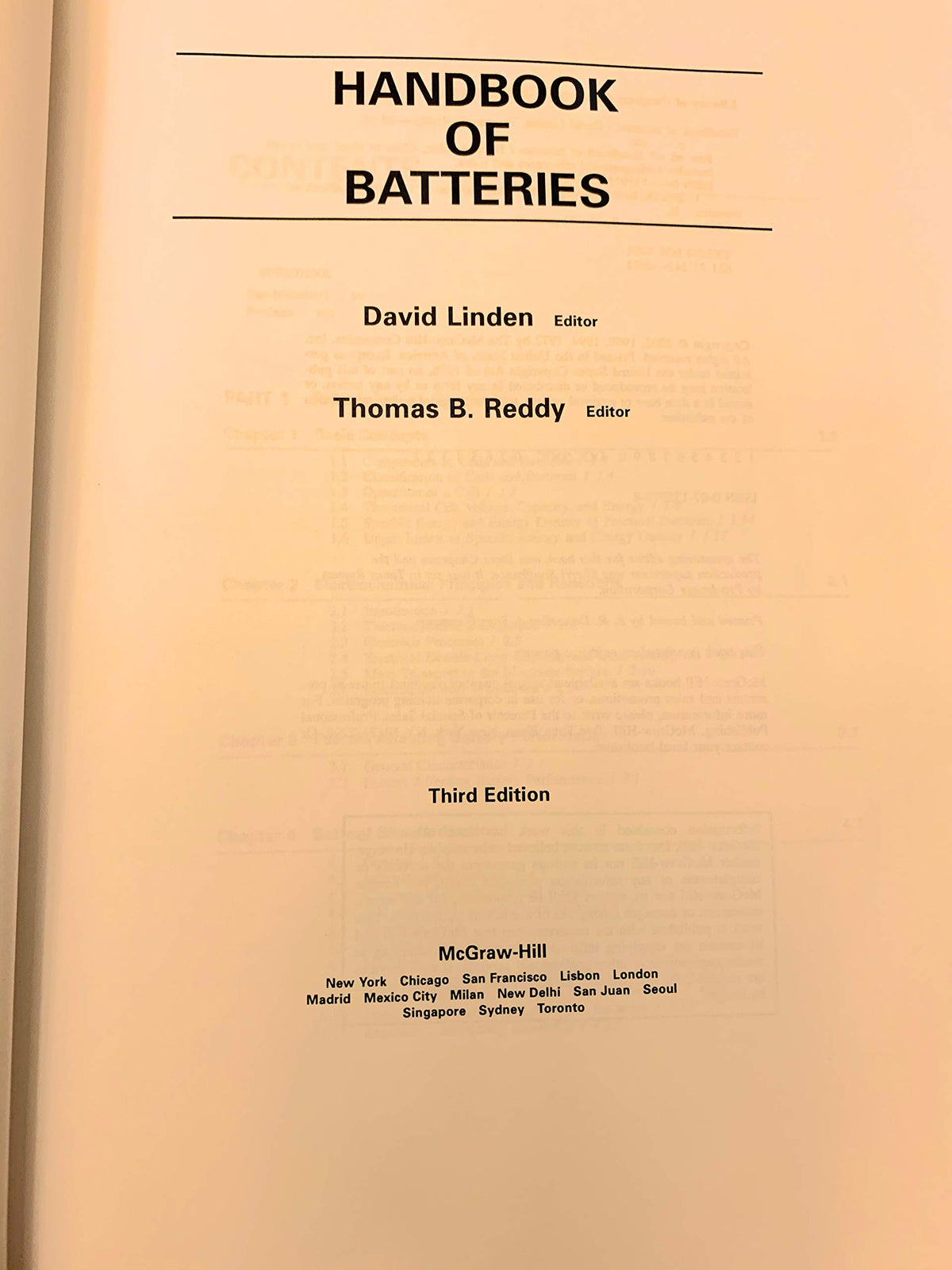Handbook Of Batteries