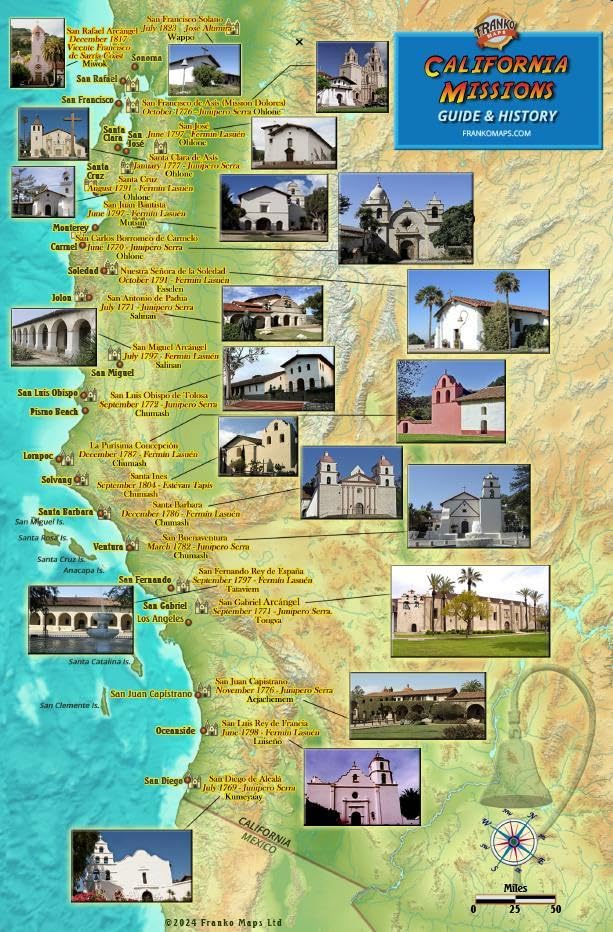 California Missions Guide Map & History