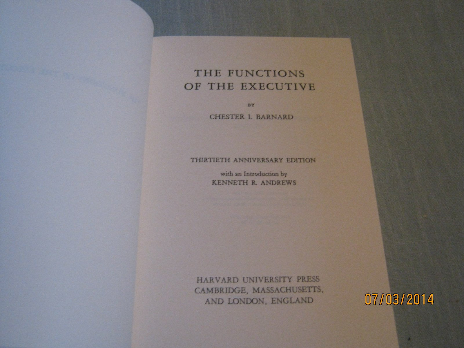 The Functions of the Executive: Thirtieth Anniversary Edition