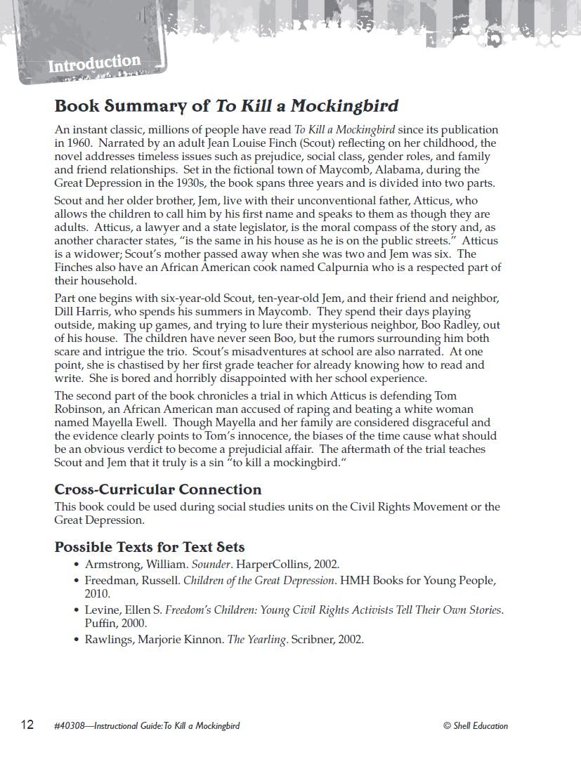 To Kill a Mockingbird: An Instructional Guide for Literature - Novel Study Guide for 6th-12th Grade Literature with Close Reading and Writing Activities (Great Works Classroom Resource)