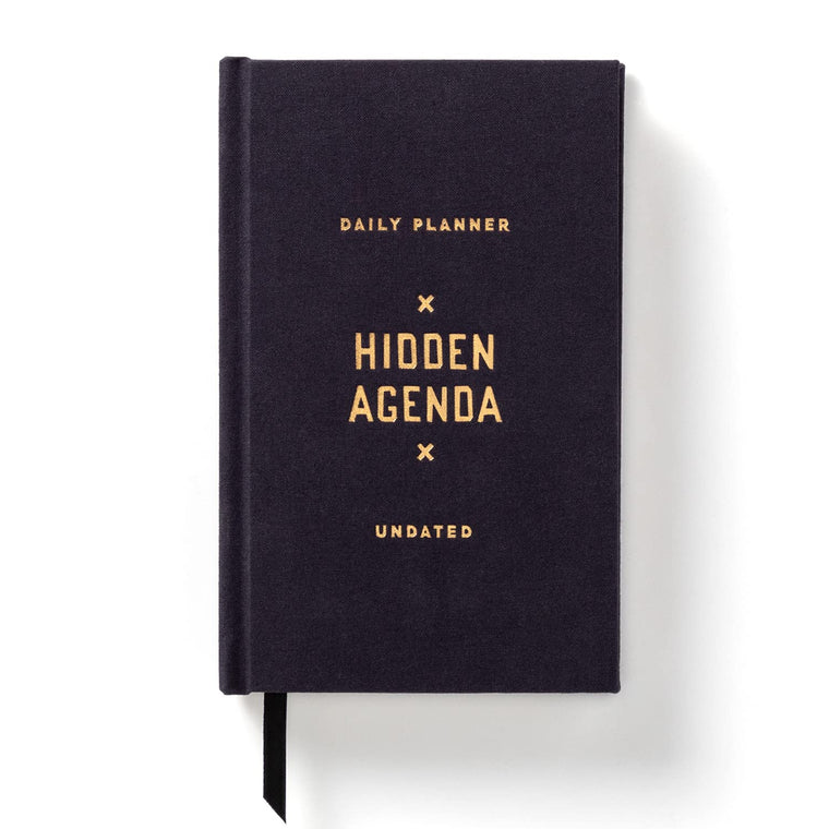 Brass Monkey Hidden Agenda Mini Undated Planner, 4.75? x 7.5? - Daily Planner with 366 Days (208 Pages) - Random Holidays and Fun Added In - Mini Planner with Bookmark Included