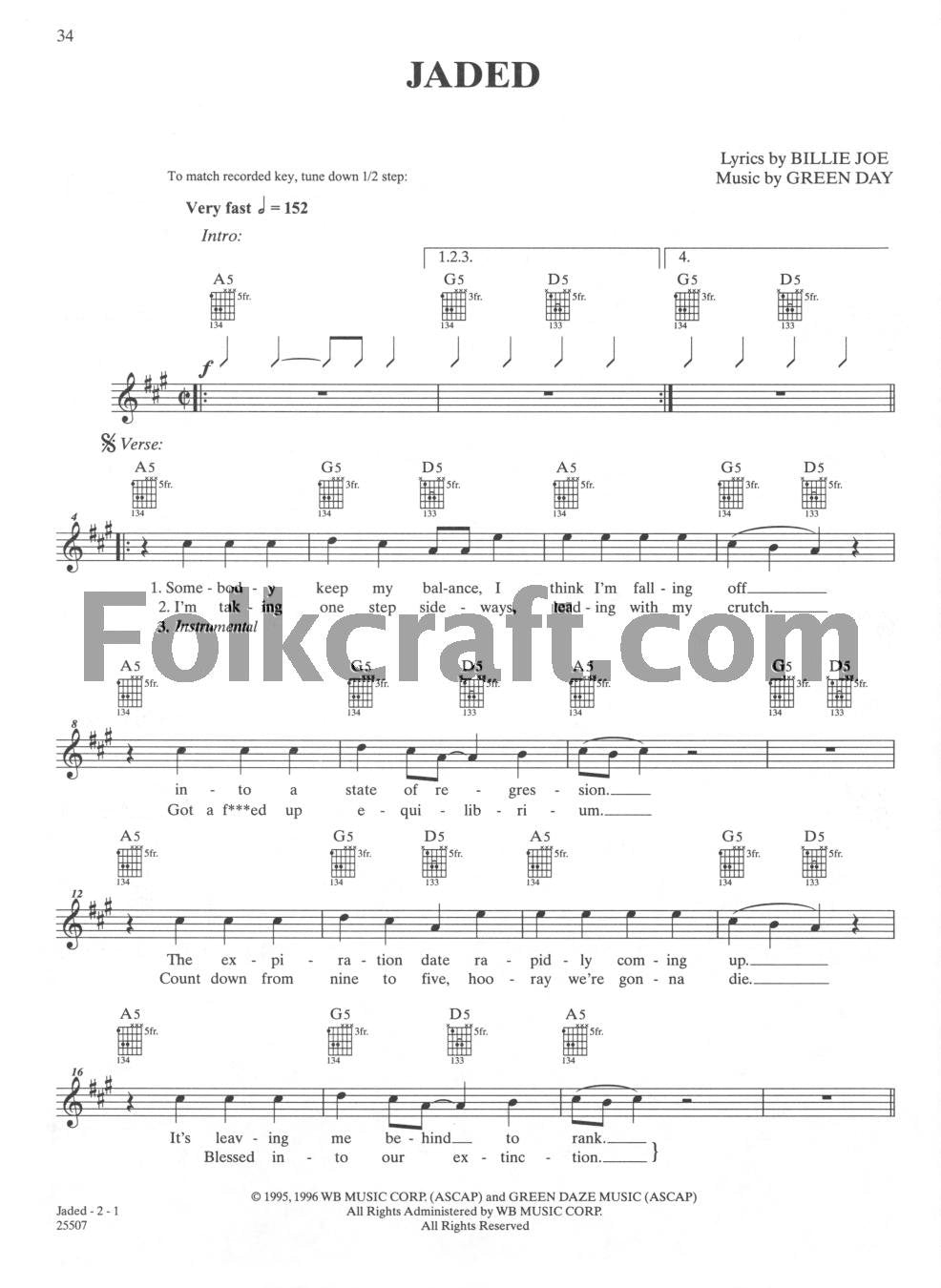Green Day - Easy Guitar Anthology by Day, Green