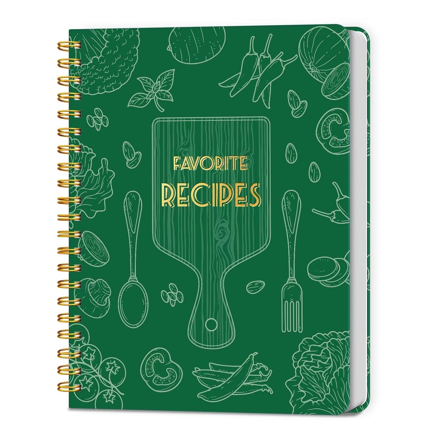 LuBudingJoy Blank Recipe Book to Write in Your Own Recipes, Full Page Sprial Hardcover Personal Recipe Organise, Recipe Journal Hold 140 Recipes(Blue)