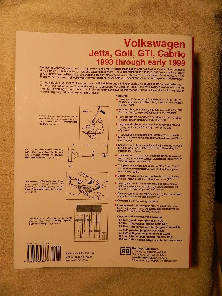 Volkswagen Jetta, Golf, GTI, Cabrio Service Manual: Jetta, Golf, GTI: 1993-1999; Cabrio: 1995-2002, Including 1.9L TDI, 2.0L and 2.8L VR6 [A3 Platform]