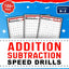 Addition Subtraction Speed Drills: 100 Daily Timed Math Tests with Facts that Stick, Reproducible Practice Problems, Digits 0-20, Double and ... Kids in Grades K-2 (Practicing Math Facts)