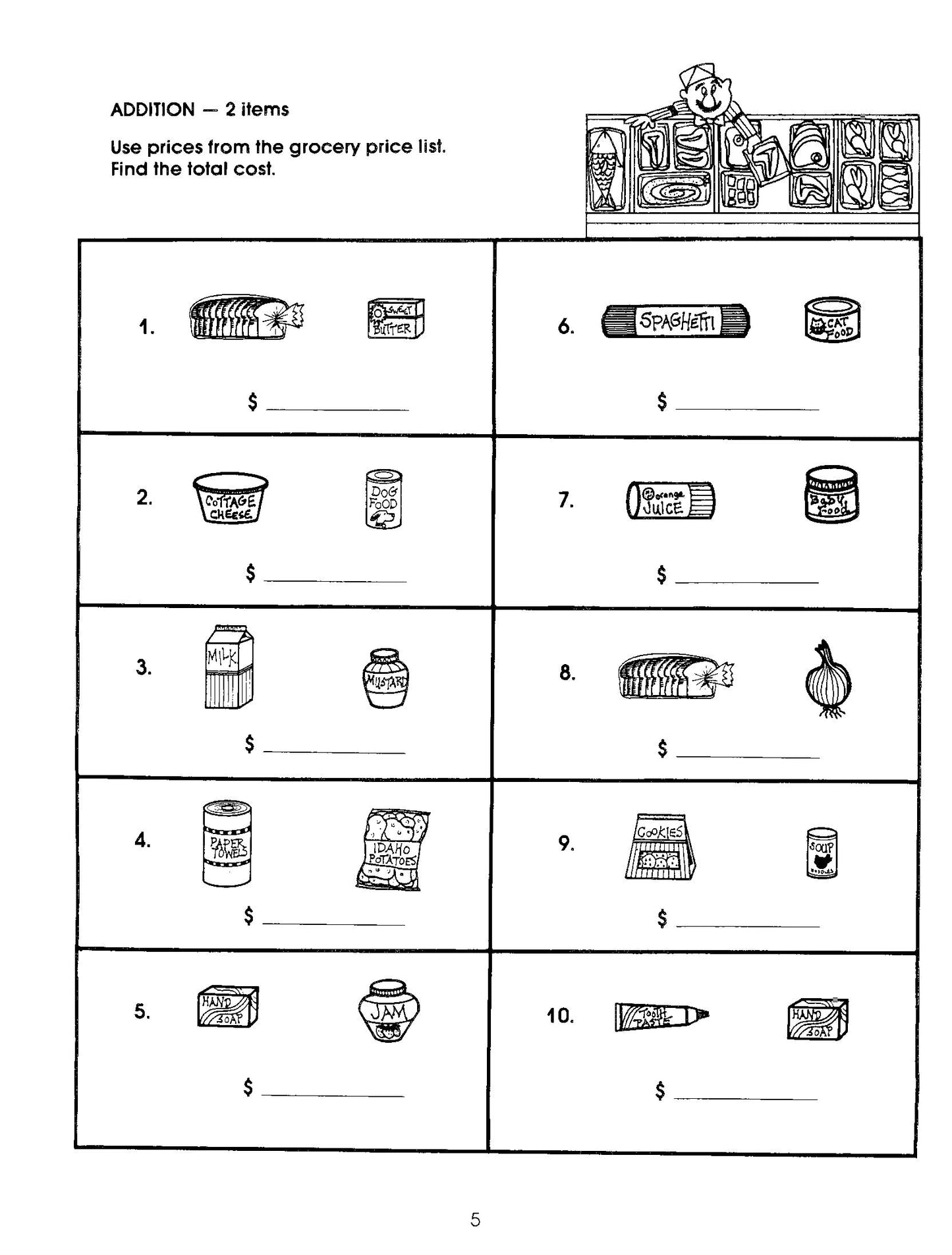 Remedia Publications Real Life Math Series: Market Math for Beginners  Reproducible Activity Workbook for Kids  Addition, Subtraction, ... Problems, Critical Thinking, Elementary Math