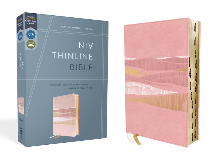 NIV, Thinline Bible, Leathersoft, Pink, Red Letter, Thumb Indexed, Comfort Print