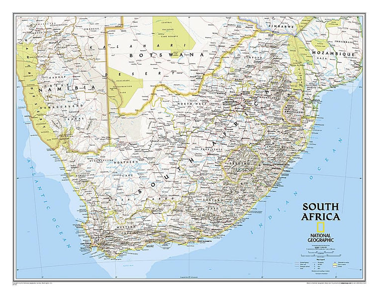 National Geographic South Africa Wall Map - Classic (30.25 x 23.5 in) (National Geographic Reference Map)