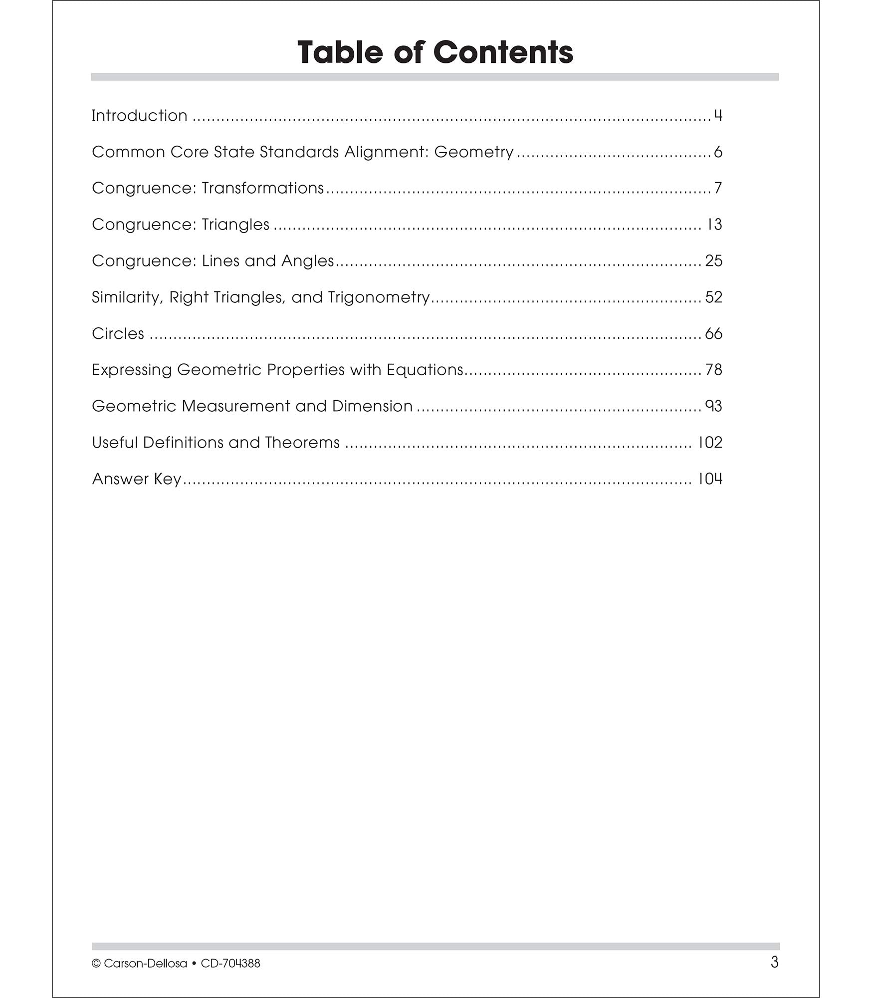 Carson Dellosa The 100 Series Geometry Workbook, Math Book for Grades 8 and Up Covering Trigonometry, Geometric Equations, and More, Classroom or Homeschool Curriculum (Volume 7)