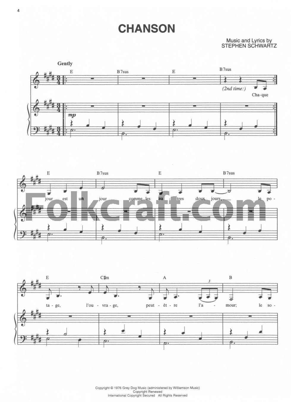The Baker's Wife: Vocal Selections Piano, Vocal and Guitar C