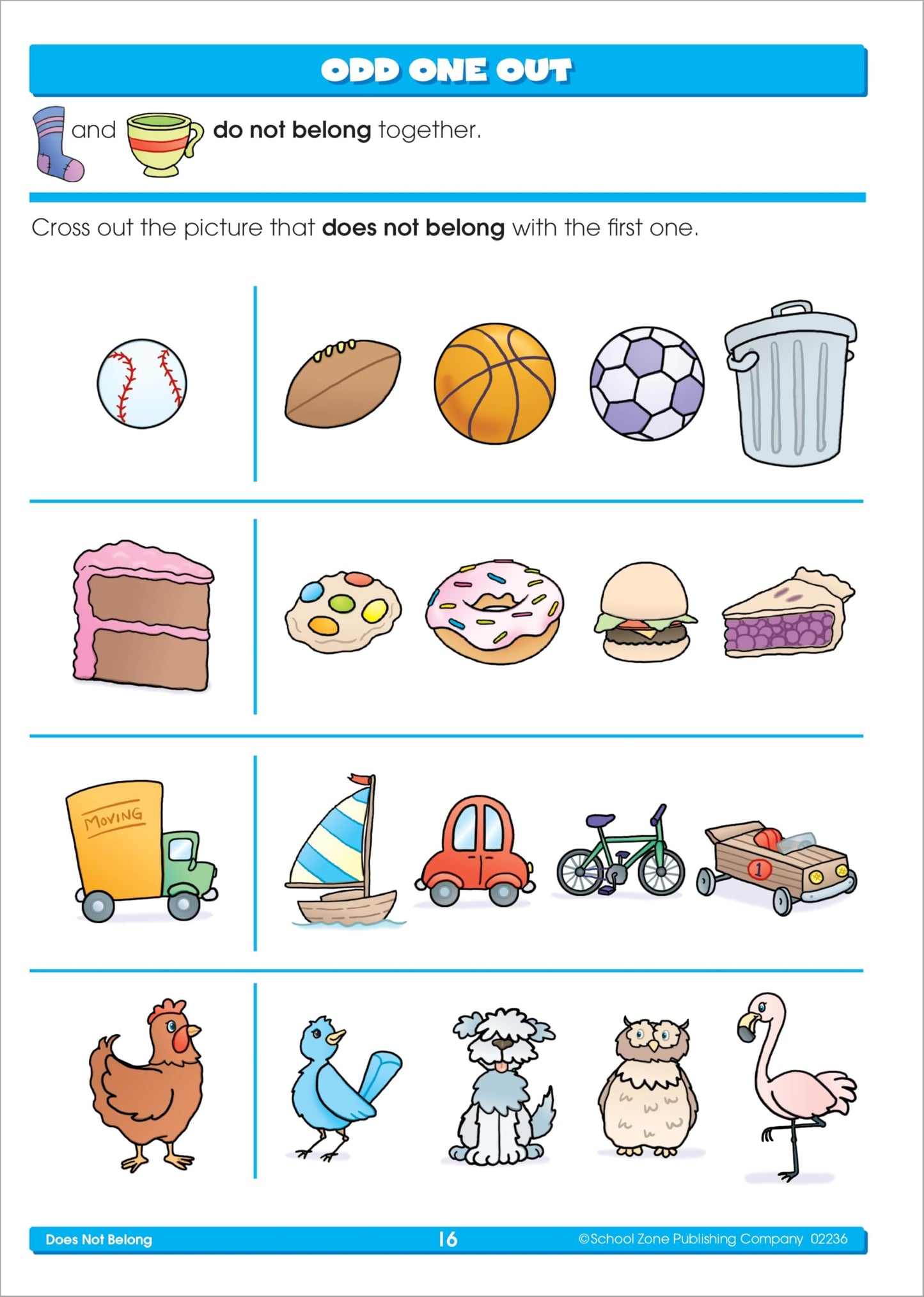 School Zone Kindergarten Basics Workbook: 64 Pages, Reading & Math Readiness, Alphabet, Shapes, Patterns, Numbers 0-10, Beginning Sounds, Ages 5-6, Covers May Vary