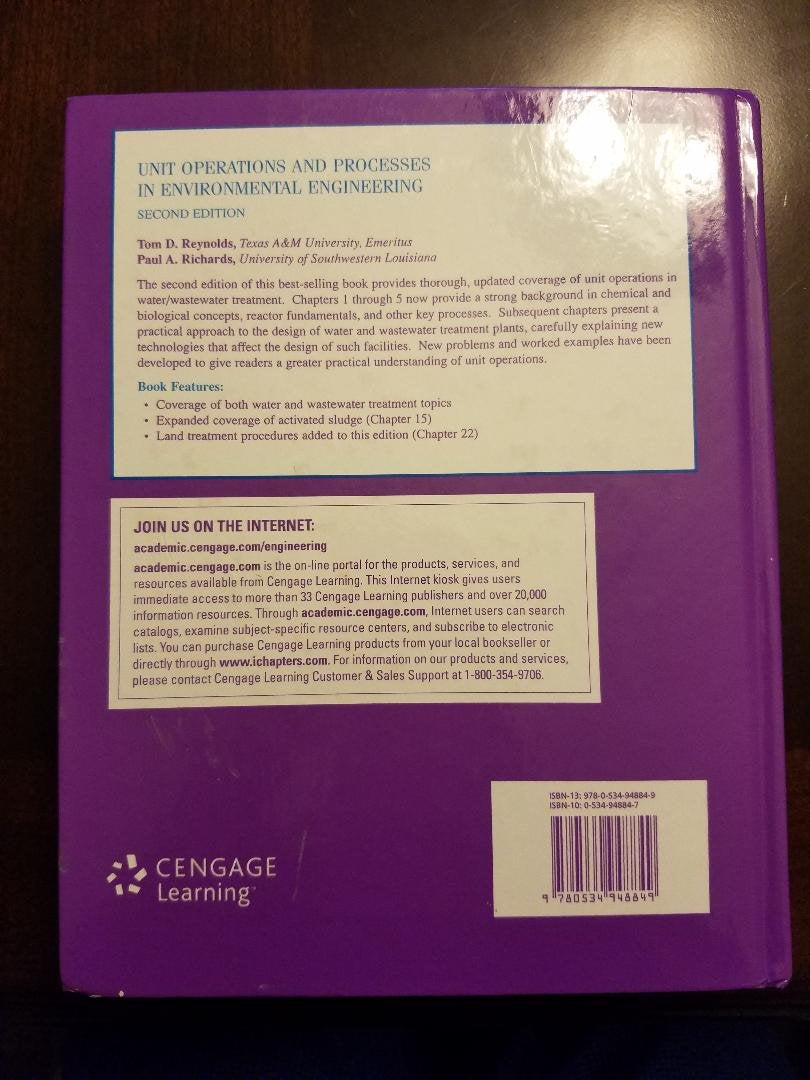 Unit Operations and Processes in Environmental Engineering, Second Edition
