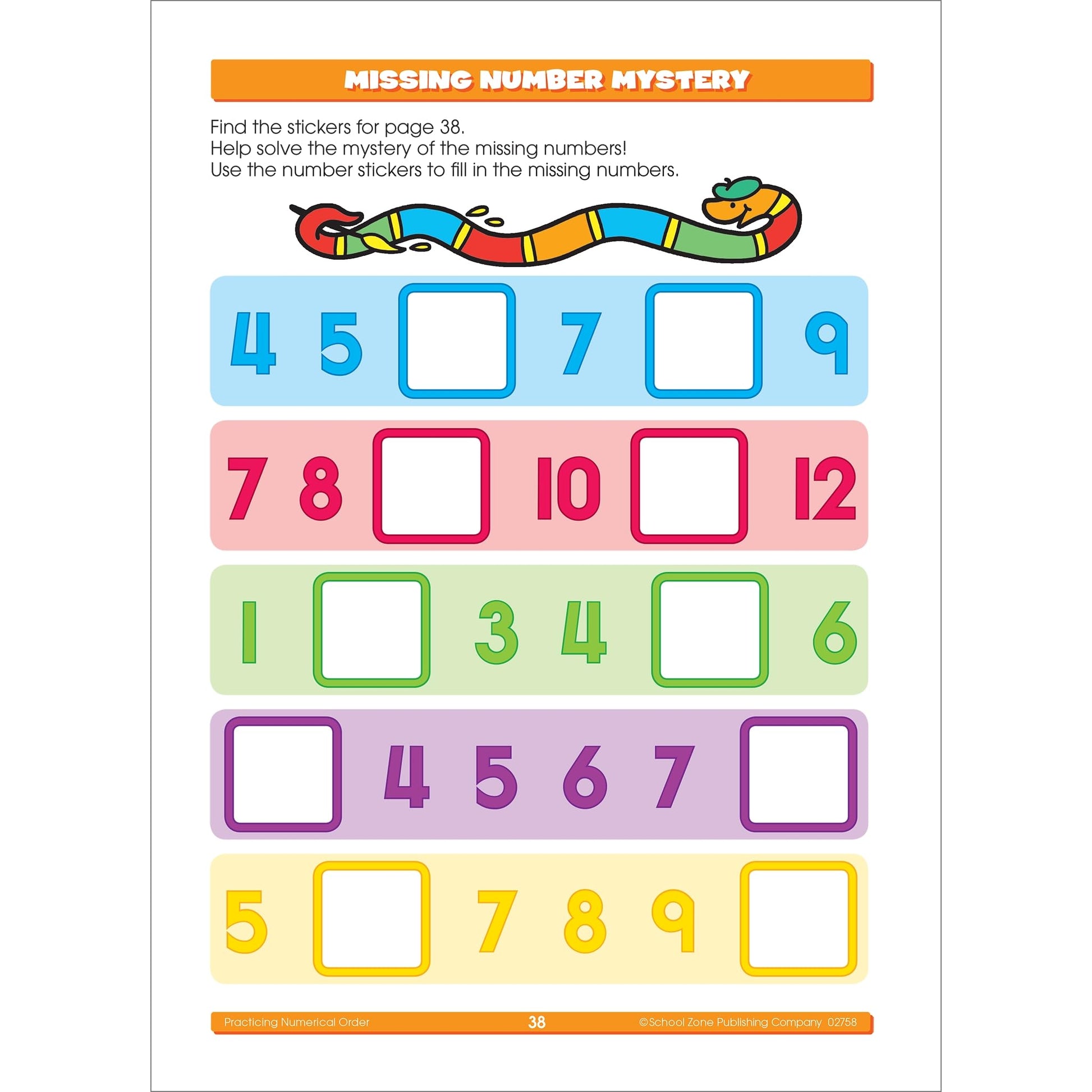 School Zone - Math Stickers Workbook - 64 Pages, Ages 3 to 6, Preschool to Kindergarten, 426 Stickers, Counting, Numbers 1-12, Telling Time, and More (School Zone Stuck on Learning Book Series)