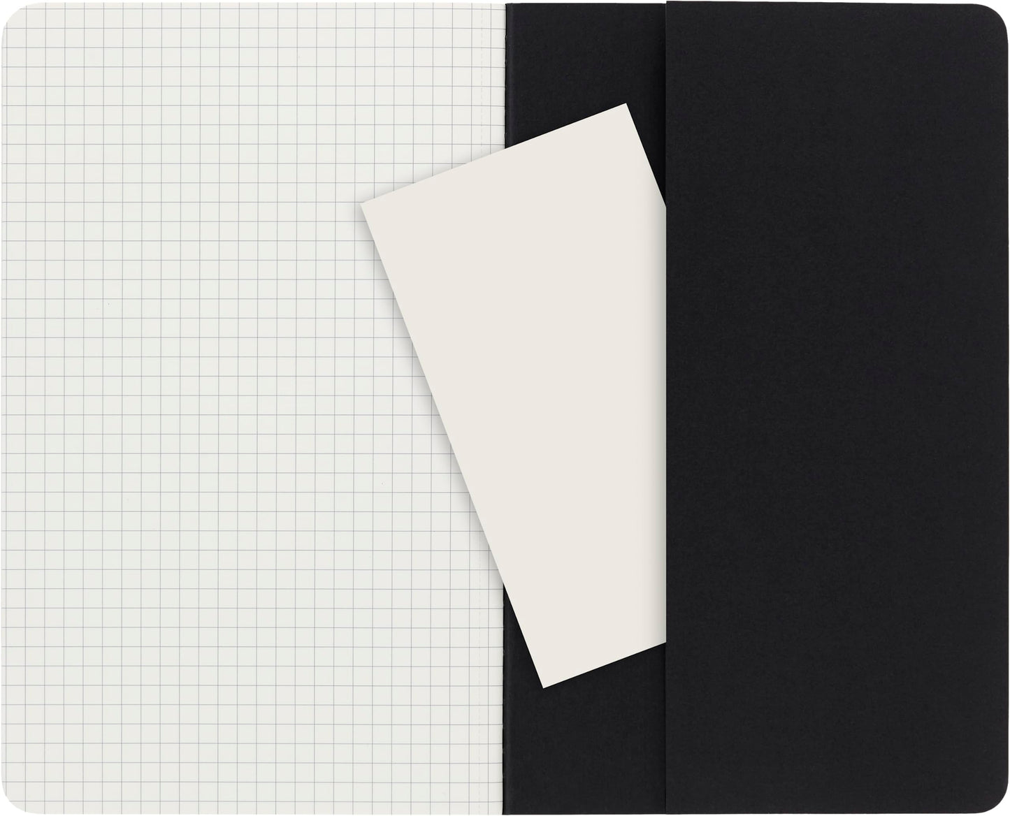 Moleskine Cahier Journal, Soft Cover, Large (5" x 8.25") Squared/Grid, Black, 80 Pages (Set of 3)