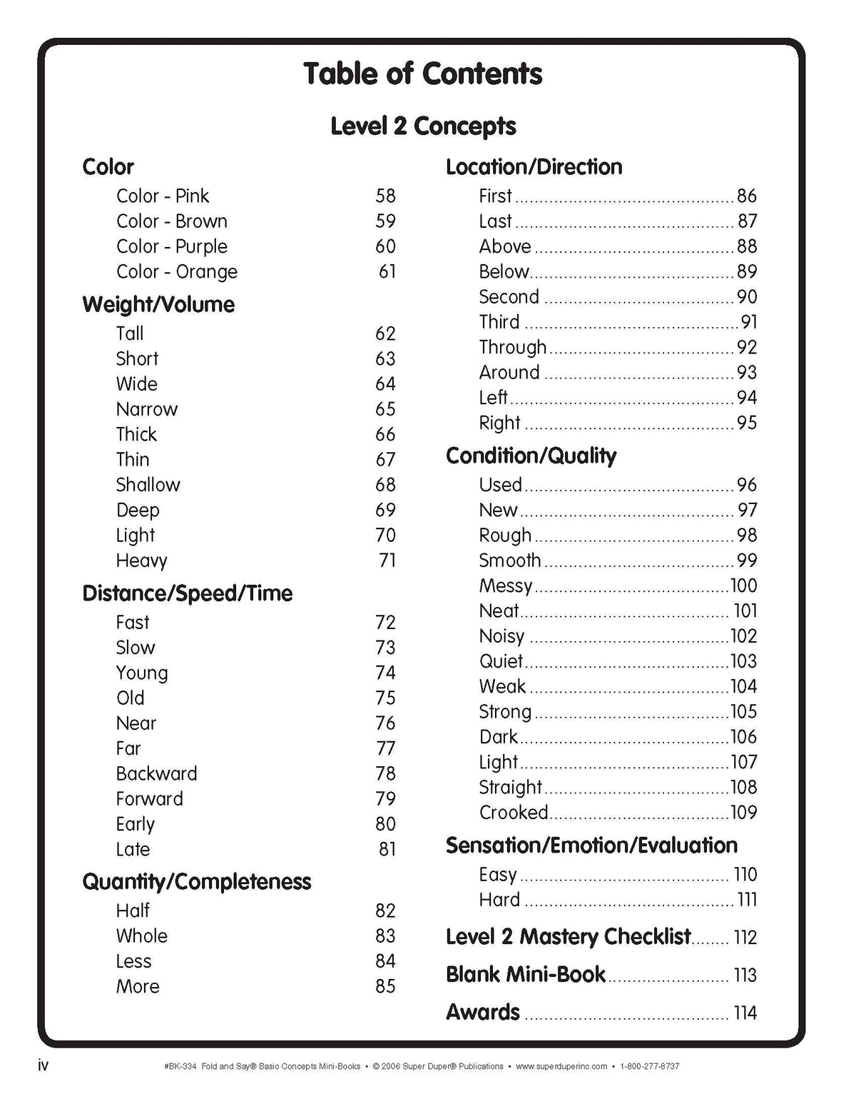 Super Duper Publications  Fold and Say Basic Concepts Mini-Books: 108 Reproducible Basic Concepts Activity Books  Educational Resource for Children