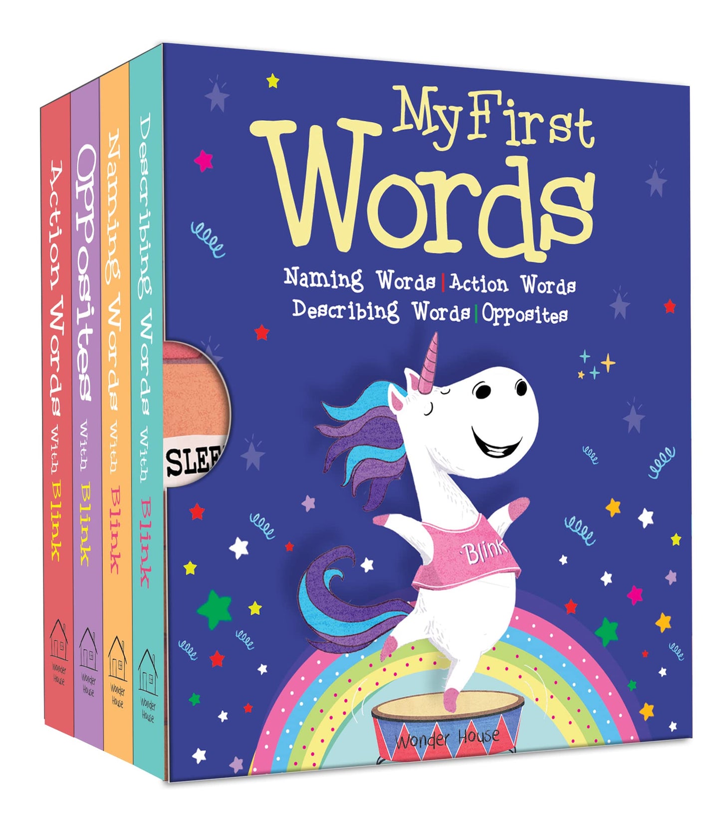 My First Words: Naming words, Action Words, Describing Words, Opposite Words - Box Set of 4 Board Bo