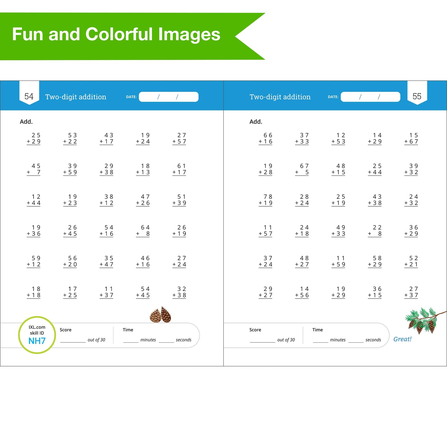 IXL Addition Facts & Fluency 2nd Grade Math Workbook, Mathematics Book for Kids Ages 7-8 Covering Addition Facts Through 20 and 2 Digit Adding Problems With Numbers up to 99