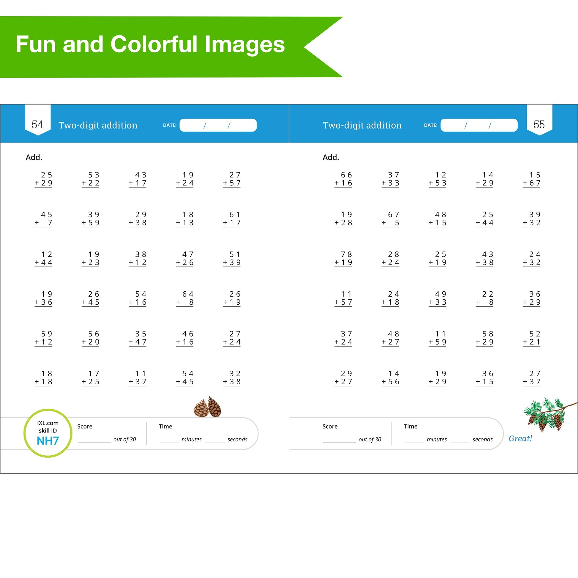 IXL Addition Facts & Fluency 2nd Grade Math Workbook, Mathematics Book for Kids Ages 7-8 Covering Addition Facts Through 20 and 2 Digit Adding Problems With Numbers up to 99