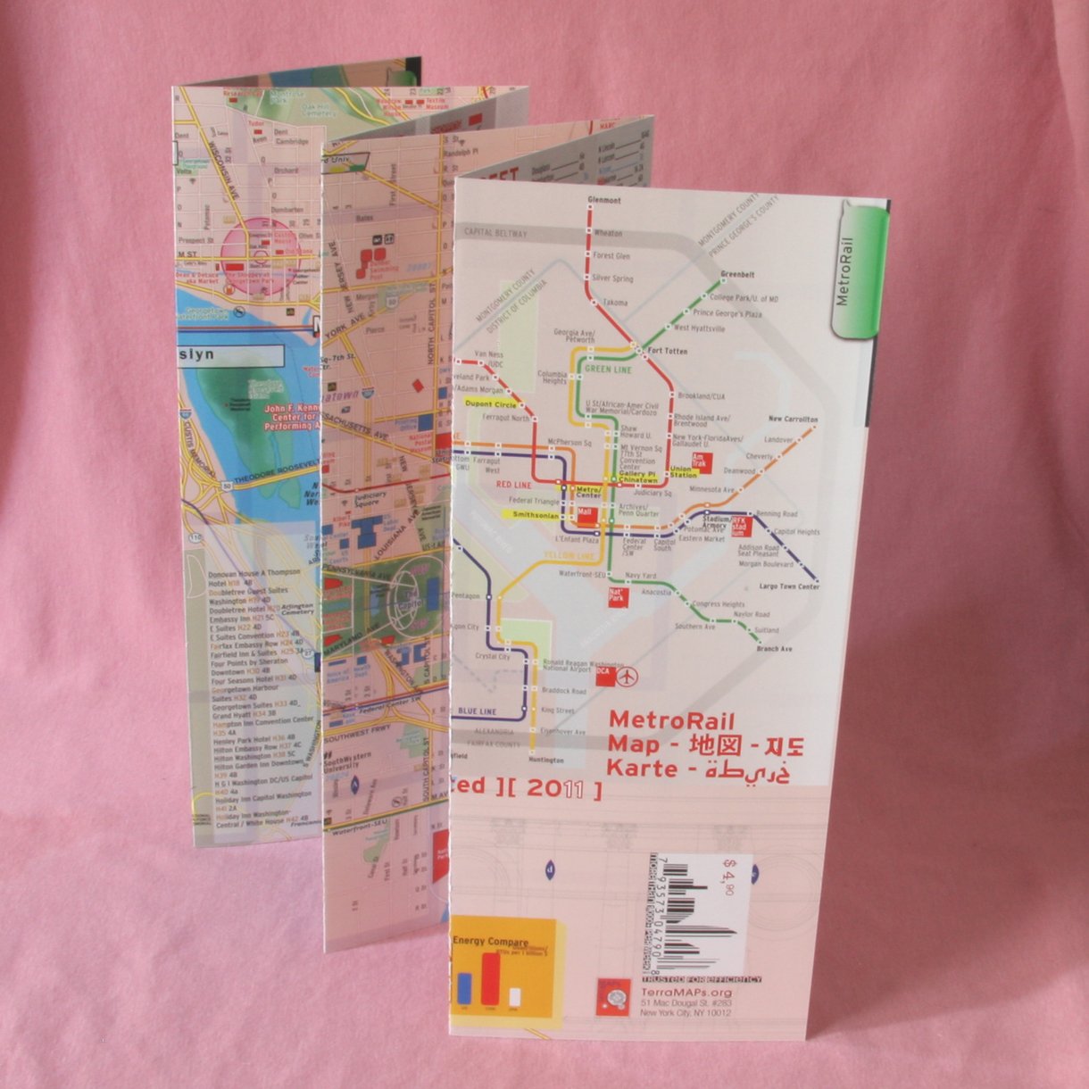 TerraMaps Washington DC Street Maps - Subway - Laminated