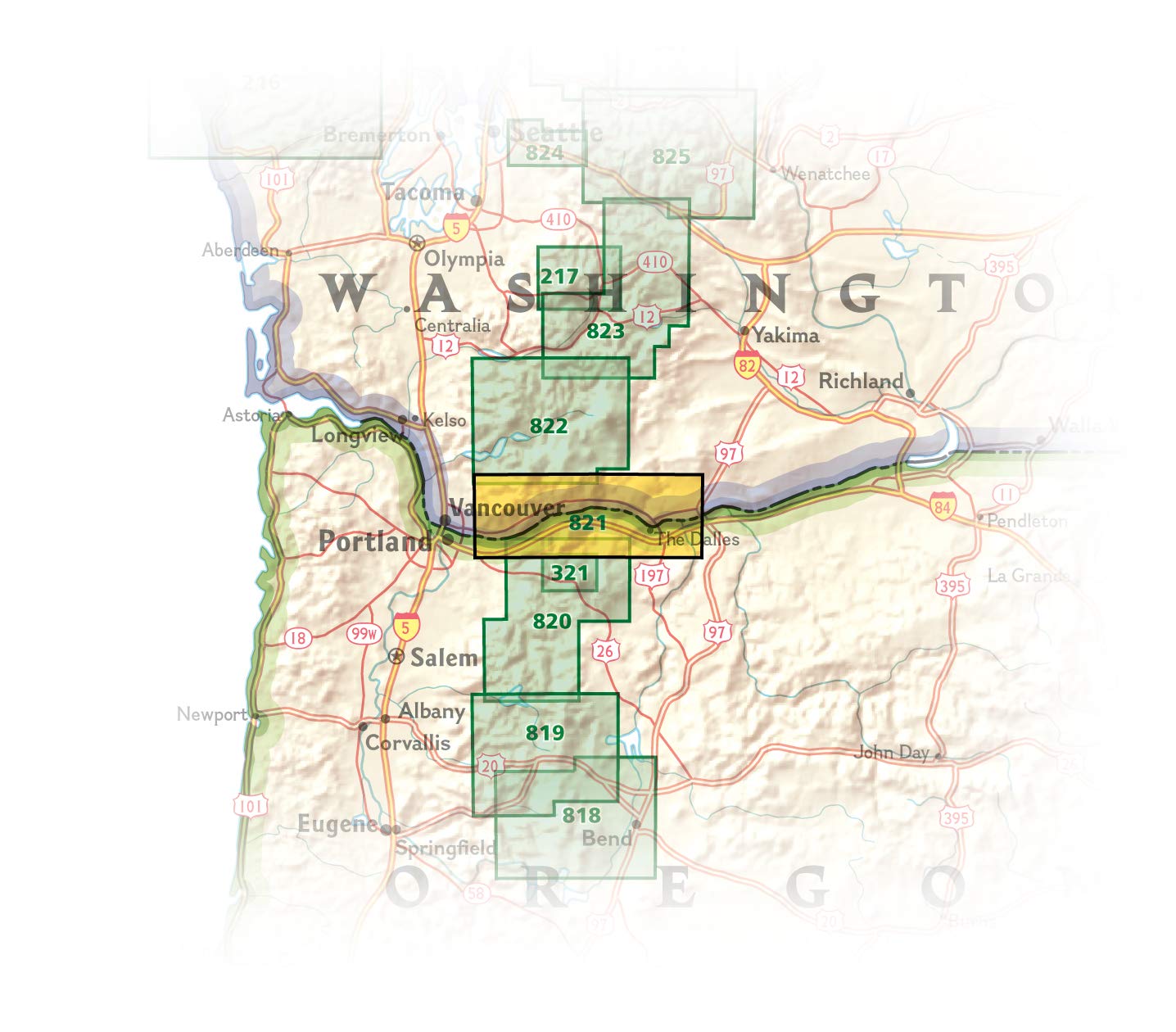 Columbia River Gorge National Scenic Area Map (National Geographic Trails Illustrated Map, 821)