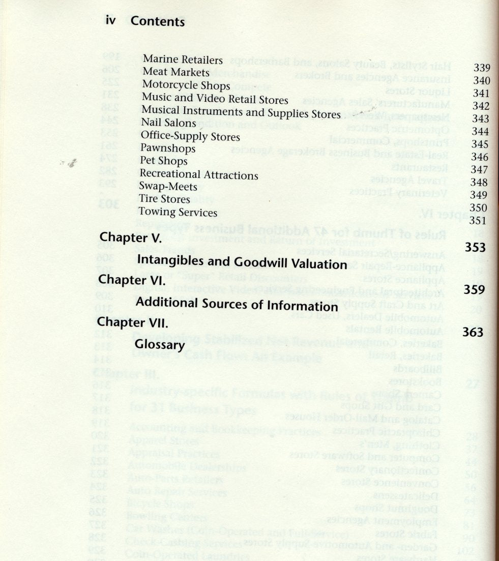Handbook of Small Business Valuation Formulas and Rules of Thumb/Third Edition