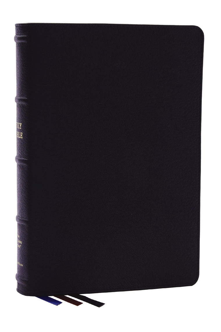 NKJV, Large Print Thinline Reference Bible, Blue Letter, Maclaren Series, Genuine Leather, Black, Thumb Indexed, Comfort Print: Holy Bible, New King James Version