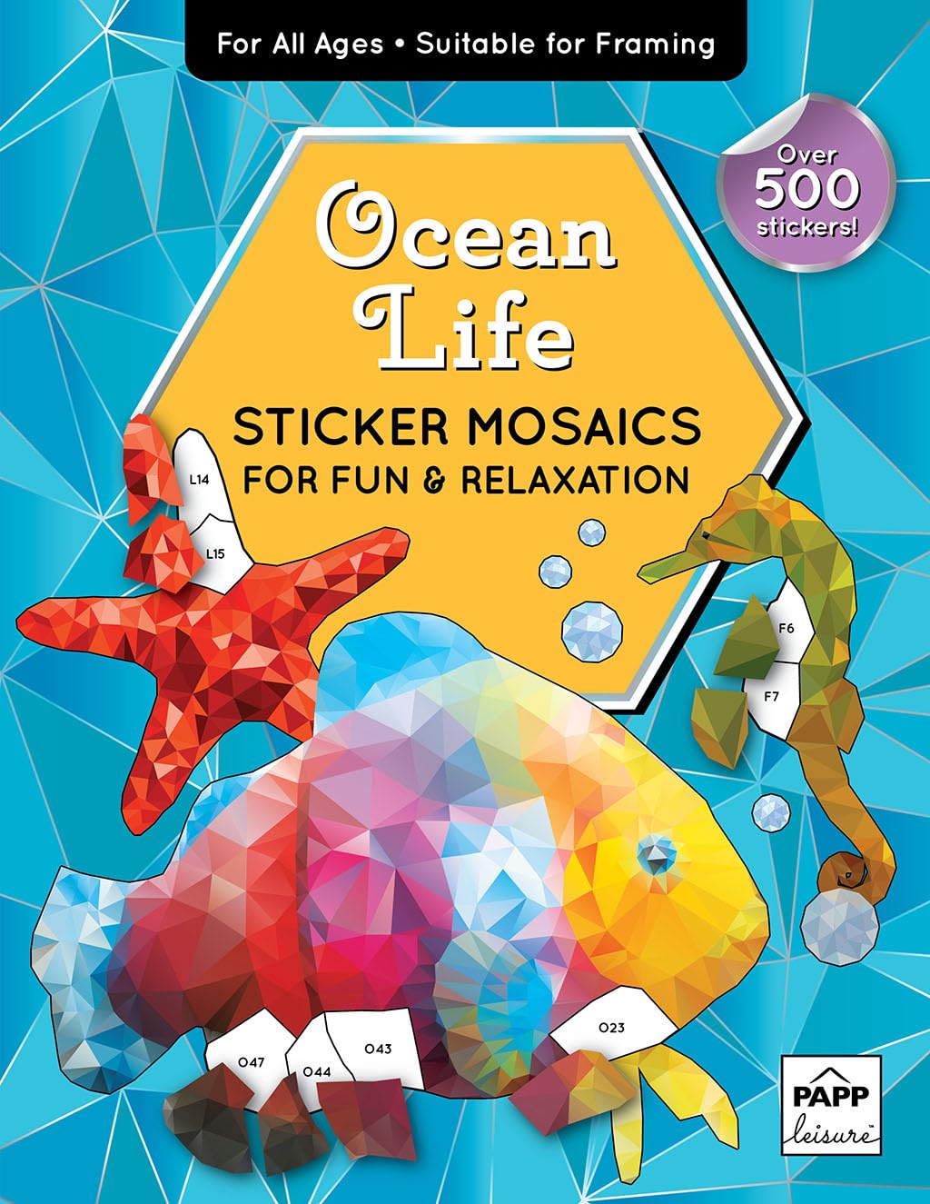 Sticker By Number Ocean Life Book for All Ages, Sticker Mosaics for Fun and Relaxation, Sticker Books for Adults with Tear-Out Pages