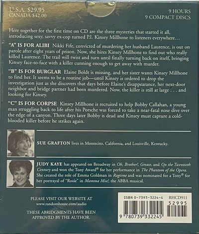 Sue Grafton ABC Gift Collection: "A" Is for Alibi, "B" Is for Burglar, "C" Is for Corpse (A Kinsey Millhone Novel)