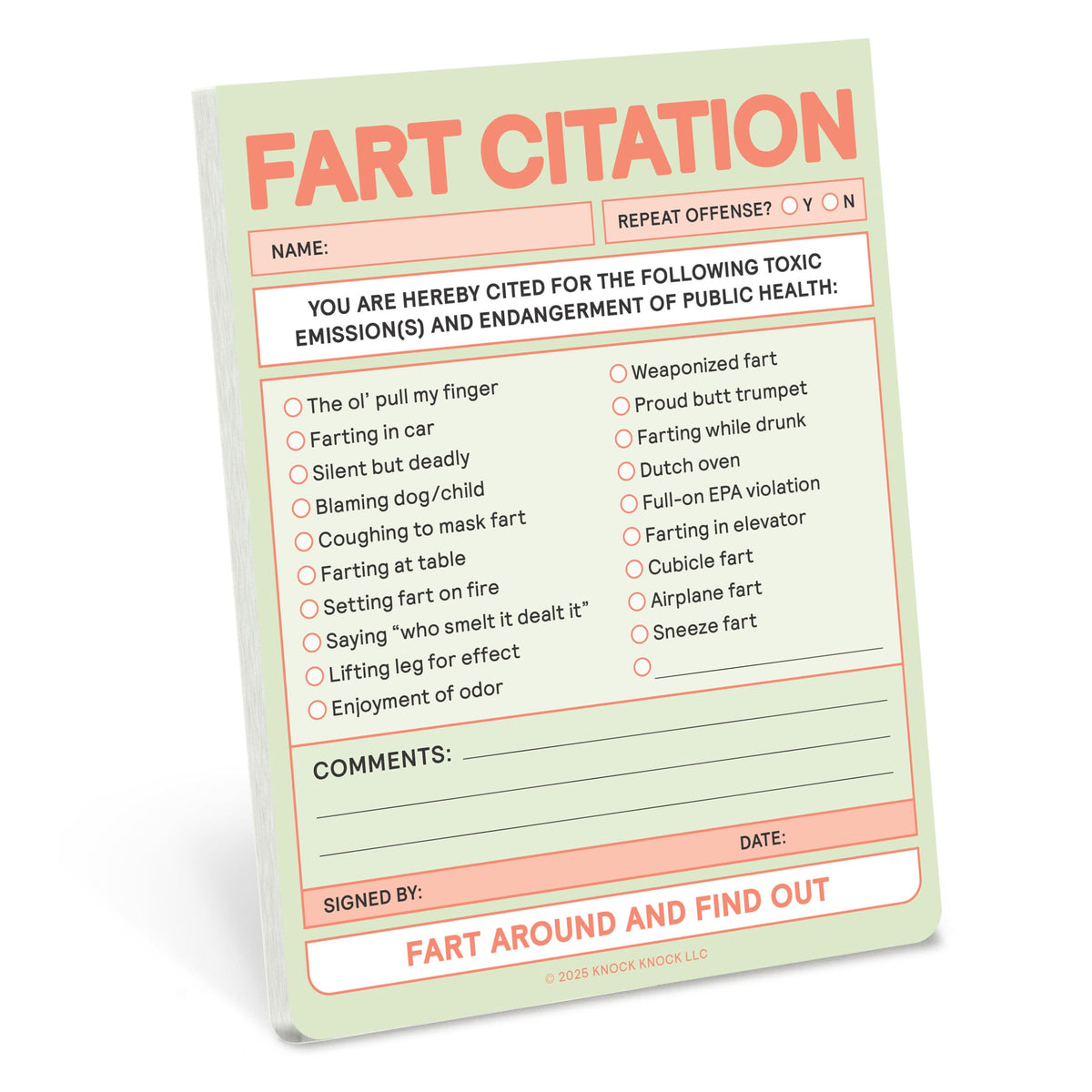 Knock Knock Fart Citation Nifty Note Pad (Knock Knock Nifty Notes)