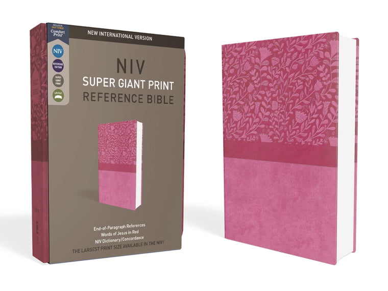 NIV, Super Giant Print Reference Bible (Font Size: 16.5-point), Leathersoft, Pink, Red Letter, Comfort Print