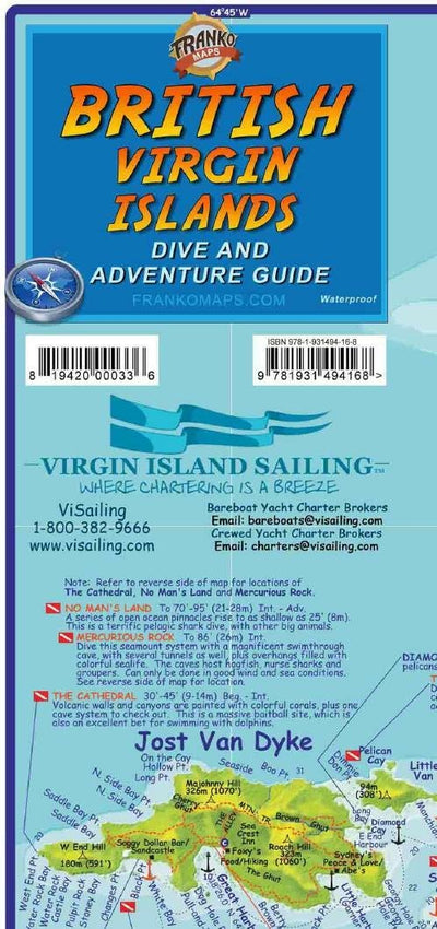 British Virgin Islands Dive Guide BVI Waterproof Map