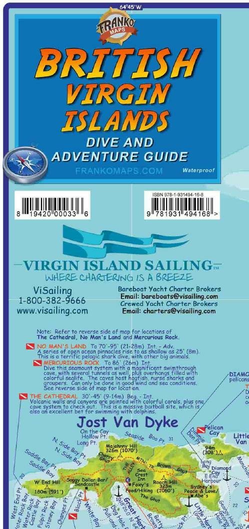 British Virgin Islands Dive Guide BVI Waterproof Map