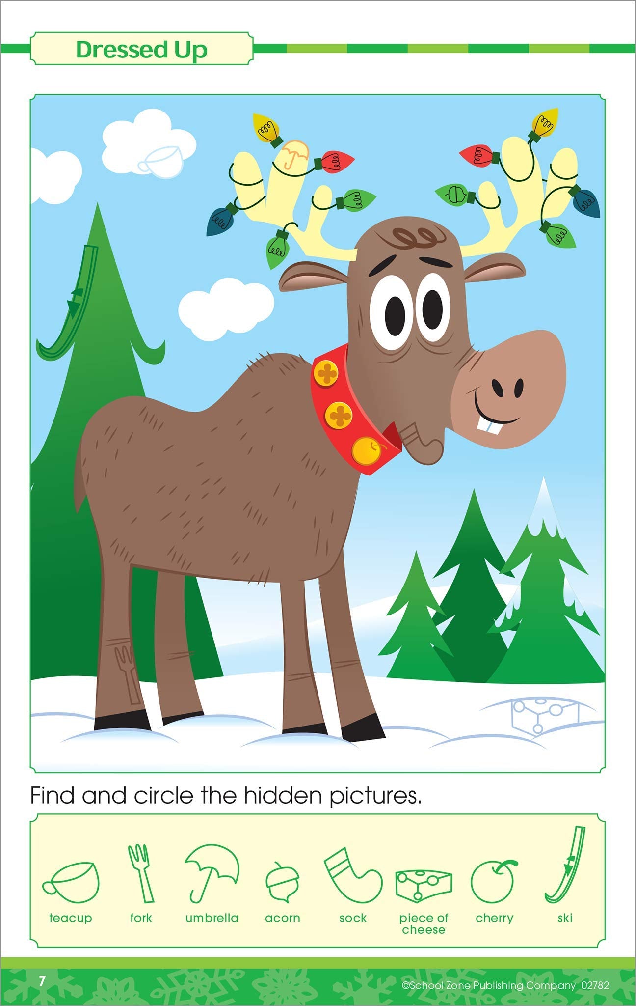School Zone - Jolly Hidden Pictures Workbook - Ages 3 to 6, Preschool, Kindergarten, Holiday, Christmas, Picture Puzzles, Search & Find, Stickers, and More (Jolly Workbooks Little Busy Book)