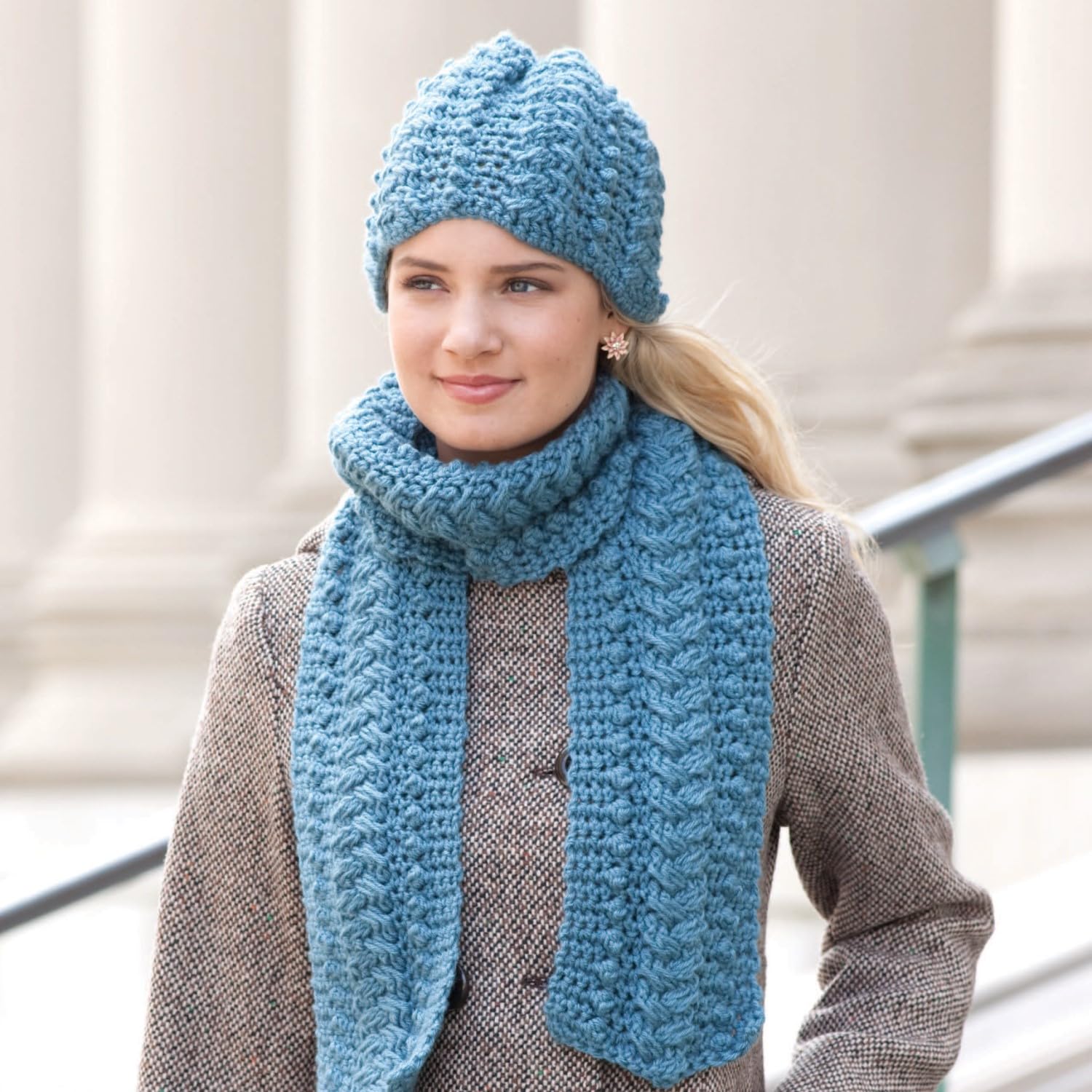 Noggins and Necks-5 Stunning Crocheted Hat and Scarf Sets