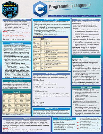 C++ Programming Language: a QuickStudy Laminated Reference (Quickstudy Reference Guide)