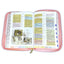 Biblia de Estudio Arco Iris Pastoral para Mujeres con Cierre Reina Valera 1960 duotono rosa y blanco floral con indice