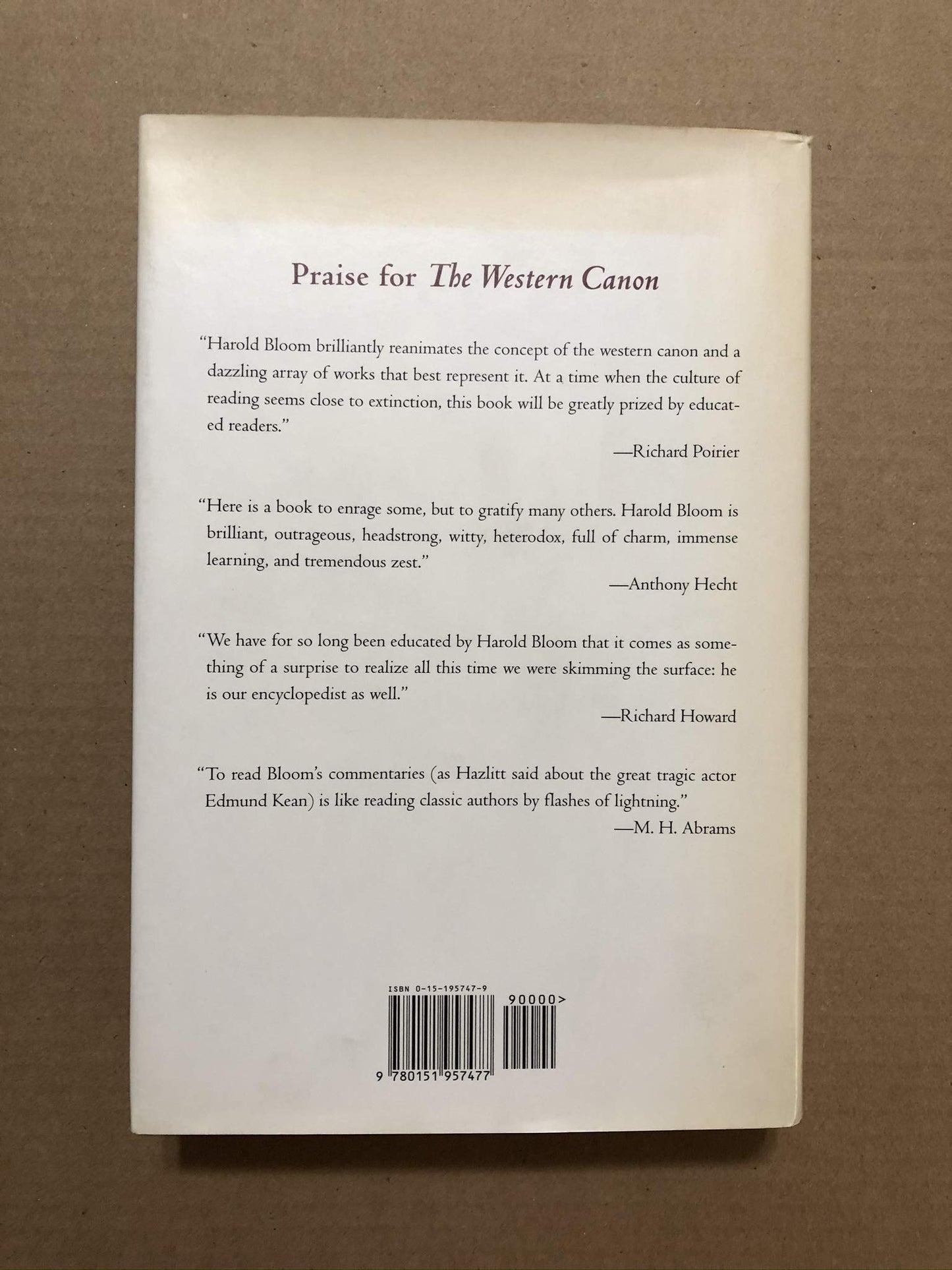 The Western Canon: The Books and School of the Ages by Bloom