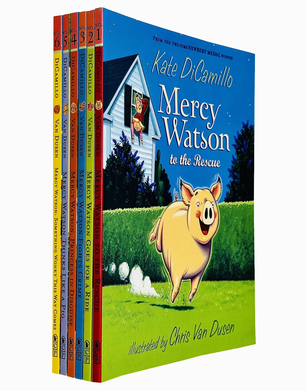 Mercy Watson Series 1-6 Books Collection Set By Kate DiCamillo(The Rescue, Goes for a Ride, Fights Crime, Princess in Disguise, Thinks Like a Pig & Something Wonky This Way Comes)