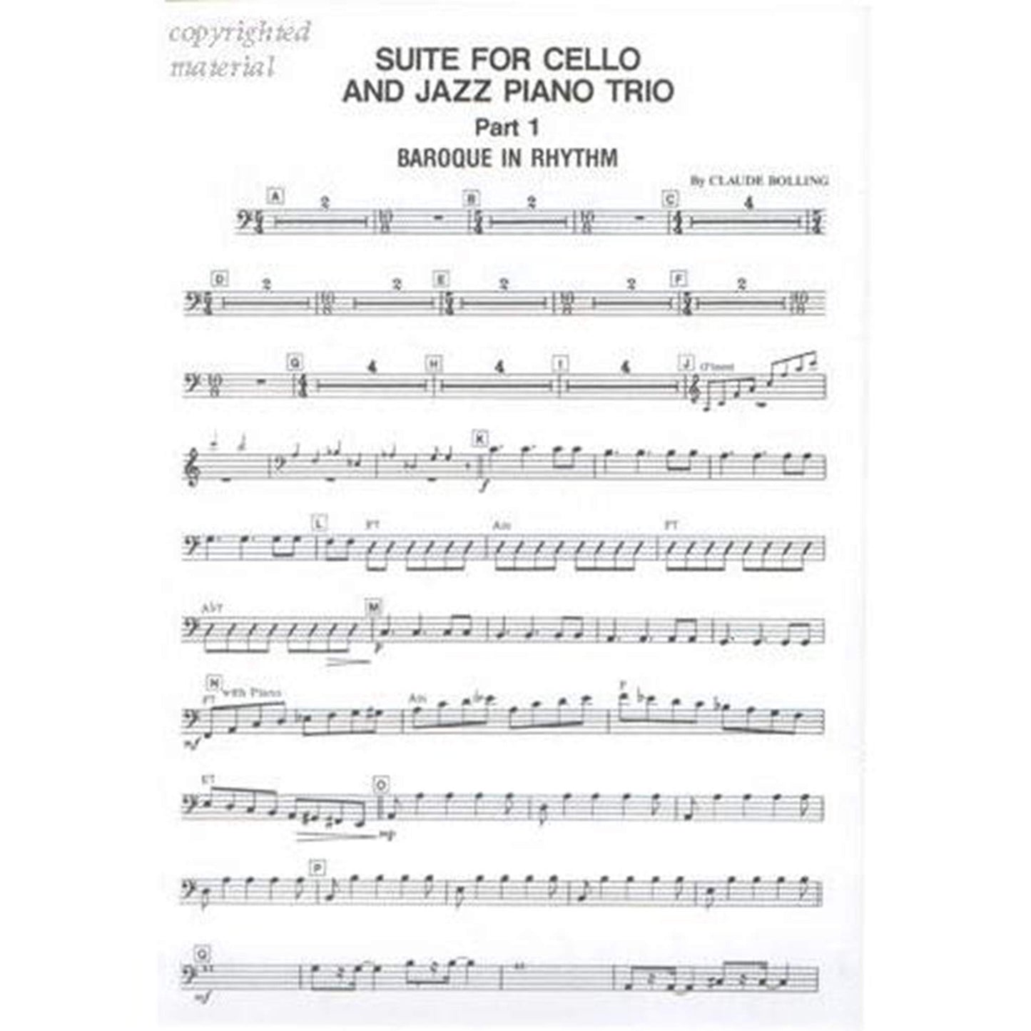Suite for Cello and Jazz Piano Trio: Set of Parts