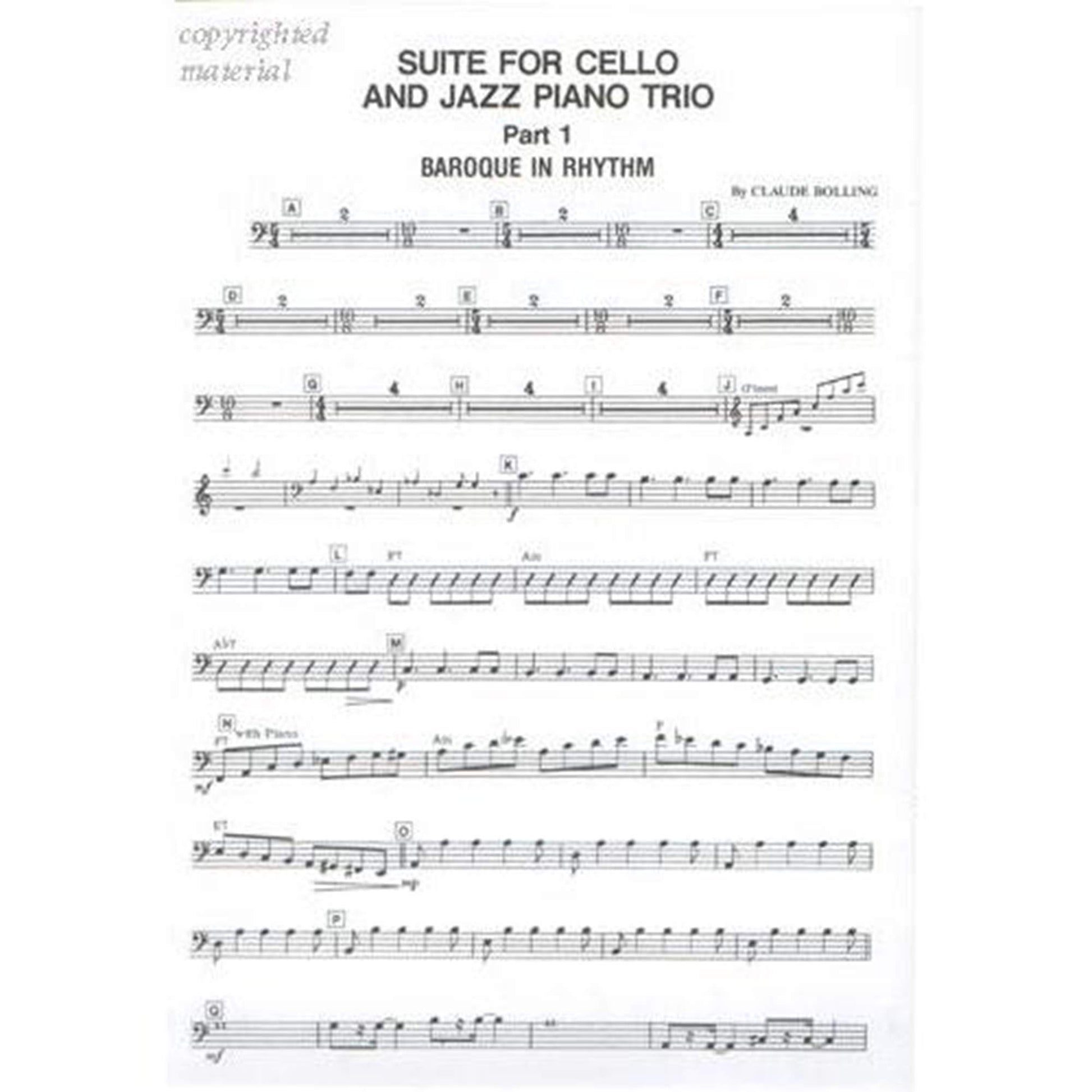 Suite for Cello and Jazz Piano Trio: Set of Parts