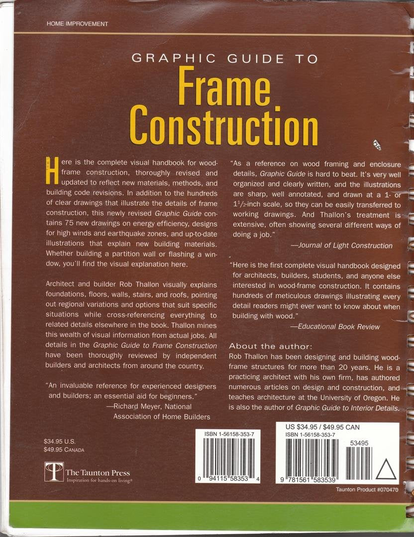 Graphic Guide to Frame Construction: Details for Builders and Designers