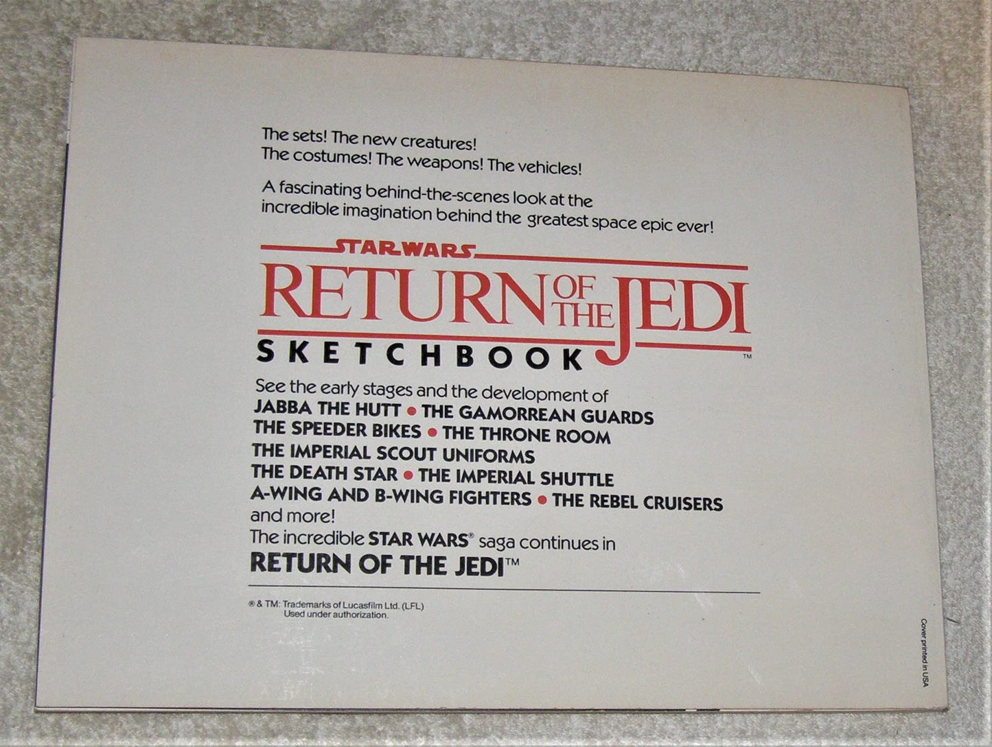 Return of the Jedi Sketchbook by Joe Johnston