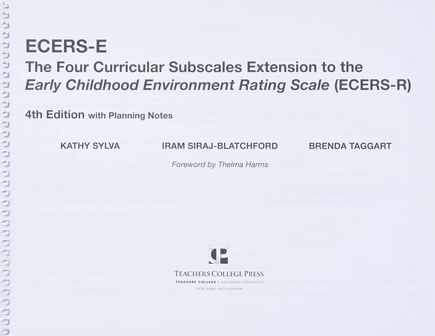ECERS-E: The Four Curricular Subscales Extension to the Early Childhood Environment Rating Scale (ECERS-R) with Planning Notes