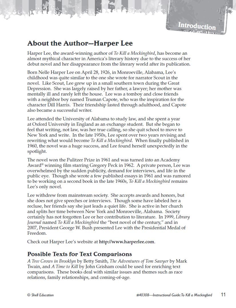 To Kill a Mockingbird: An Instructional Guide for Literature - Novel Study Guide for 6th-12th Grade Literature with Close Reading and Writing Activities (Great Works Classroom Resource)